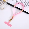Pink adjustable nylon phone lanyard with gold metal buckle and matching connector pad - Pink