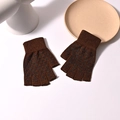 Guantes de punto marrón sin dedos con puntos antideslizantes para ciclismo - Talla única / café