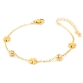 Golden titanium steel chain bracelet with four-leaf clover charms and zircon beads - Lucky Clover