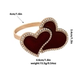 Rose gold napkin ring featuring double red hearts with sparkling crystal rhinestones - Z1317 (Dark Red Double Heart Rhinestone)