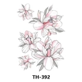 Waterproof temporary tattoo featuring pink and black floral design style TH-392 - Th-392 / 210*148mm