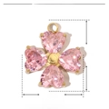 Detailed size chart for clover heart zircon pendant in gold stainless steel - Gold Pink Zirconia Clover