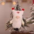 Gnomo natalizio in peluche bianco con stella ricamata rossa e barba soffice - Ciondolo gnomo senza volto bianco