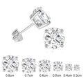 Set di 6 paia di orecchini a perno con zirconi tondi da 3mm a 8mm e montatura a quattro griffe - Set da 6 Paia di Platino