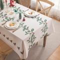 Christmas tablecloth with holly leaf and red berry patterns and festive tassels - Christmas Vine Hemmed