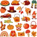 Fall Thanksgiving embroidery patch set featuring pumpkin turkey and autumn leaf designs - Complete Set of 23Pcs (C5CW-285-YT 一套23个)