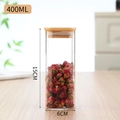 Square borosilicate glass jar with bamboo lid for tea, 400ML 15cm height variant - Diameter 60*Height 150 400ml With Bamboo Lid