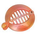 Translucent peach-pink banana hair clip with pearlescent finish and secure metal hinge - Pink Orange Iridescent