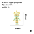 Ciondolo a forma di orso placcato oro 18K con smalto verde menta e zirconi cubici - Orso Robot Verde Menta Teals-B