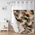 Close-up of abstract floral bird print shower curtain with metal grommets and rings - Abstract Fluid Art / 181x188cm Single Shower Curtain