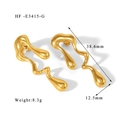 Gedetailleerde weergave van golvende gouden oorbellen met afmetingen 38,6 mm en 8,3 g gewicht - Onregelmatige Vloeibare Oorbellen / 18K goud / Goud (HF-E3415-G)