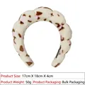 Padded leopard print sponge headband in cream and brown for makeup and face washing - 2# Flannel Cream Pink Dot Leopard Headband