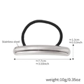 Minimalist elastic hair tie with a silver polished stainless steel semicircular cuff - Minimalist Narrow Arc Style (E610) / Steel