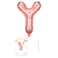 Roségoldener Folienballon Buchstabe Y mit Papierkarte und Strohhalm für Partydekoration - Buchstabe Y / Roségold