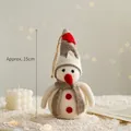 Handmade wool felt snowman figurine with grey pointed hat and red nose, height 15cm - Snowman Doll Type 4
