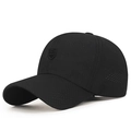 Quick-dry black baseball cap with R-letter logo and laser-cut ventilation holes - Black