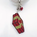 Christmas rhinestone keychain with red black polygon pendant and matching tassels - Christmas Gift