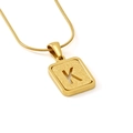 Gold stainless steel snake chain necklace featuring letter K with sandblasted texture - Letter K