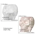 Makro-Detail der Totenkopf-Vasenform und fertige Kerze mit Abmessungen - Nichts Hören Totenkopf