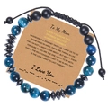 Tiger eye and matte bead bracelet with Morse code message card on kraft paper - To My Man