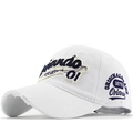 Distressed white cotton baseball cap with blue Orlando 01 embroidery and vintage finish - Adjustable / White