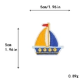 Cartoon pirate sailboat embroidery patch in blue and yellow, size 5x5cm for DIY decor - GZ-2518
