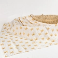 Bamboo cotton muslin baby swaddle blanket featuring yellow corgi cartoon print - Corgi