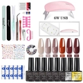 Complete nail gel kit with pink 6W UV LED lamp, 8 polish bottles and professional tools - Gel Polish and Portable UV Lamp Set (3)