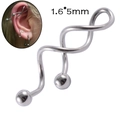 Silver stainless steel industrial barbell piercing with cross detail in 1.6x5mm size - Steel Color - Multi-Cross
