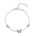 Elegante bracciale a farfalla in argento sterling S925 con micro-pave di zirconi - Argento 925 / Argento