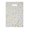 Bolsa de regalo blanca de plástico con estrellas doradas y asa troquelada - Estrella Blanca (17*25CM)