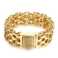 Bracelet pour hommes triple chaîne O épaisse avec placage à l'or sous vide poli - Doré
