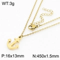 Collar con colgante de ancla de oro y acero de titanio para hombre y mujer - Dorado (KN239507-KFC)