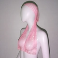 Detail view of pink rhinestone fishnet scarf showing sparkling diamond-like grid patterns - Long Style / Pink