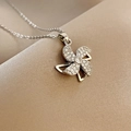 Elegant silver titanium steel necklace with a zircon-studded windmill pendant - X717 Silver Windmill