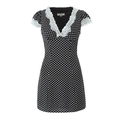 Vestido de lunares de manga corta con encaje y silueta ajustada para mujer moderna - S