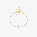 Bracciale croce minimalista in argento s925 placcato oro con pietre di zircone lucide - Bracciale in Oro 18K