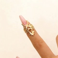Exquisite gold-plated zircon nail ring featuring hollow carved vintage patterns for women - Hollow Carved Vintage Style (WG-1235)