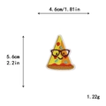 Smiling pizza embroidery patch with glasses, DIY decorative iron-on sticker, 4.6cm x 5.6cm - GZ-2781 With Adhesive Backing
