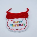 Red and white pet birthday bib with Happy Birthday embroidery and a cute bow - Red Bib