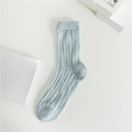Sheer light blue crew socks with polka dot texture and breathable mesh for summer - One Size / Polka Dot Rainbow Light Blue