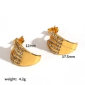 Dettagli orecchini dorati con zirconi, dimensioni 17,5mm x 12mm, peso di 4,2g - Stile Geometrico con Zirconi (TE60594)