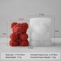 Rose bear silicone mold for DIY candles and soaps with 3D flower texture details - Bow Bear (8cm) J-0915