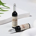 Miniature black resin wine bottle pendants with La Motte vintage labels and metal rings - Black