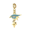 Pendentif œil d'Horus doré avec émail bleu et pierres de zircon blanc éclatantes - Oeil du Mal (Fermoir à Ressort)