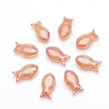 Fish shaped crystal glass beads in orange pink with faceted iridescent fish scale pattern - Wine Red Plated