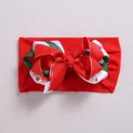 Diadema elástica de nailon para niñas con un lazo festivo de lunares rojos de tres capas - Rojo