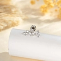 Silver titanium steel stud earring with geometric zircons and screw-back closure - Geometric Stud (Single Piece) / Silver