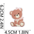 Pink teddy bear embroidered patch with white bow and size measurements in inches - Pink Brown Teddy Bear