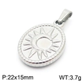 Silver oval sun and moon celestial pendant charm in 22x15mm size for jewelry - Silver Oval Sun & Moon (KP100720-Z)